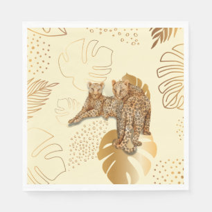 Gelbgold-Blätter Leopard Serviette