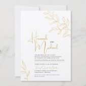 Gelbgold-Zweig der Hochzeit von Blätter Einladung (Vorderseite)