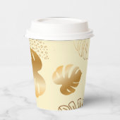 Gelbgoldfarbene Blätter Pappbecher (Links)