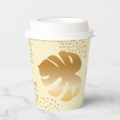 Gelbgoldfarbene Blätter Pappbecher (Vorderseite)