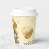 Gelbgoldfarbene Blätter Pappbecher (Links)