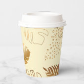 Gelbgoldfarbene Blätter Pappbecher (Rückseite)