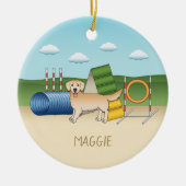 Gelbgoldner Retriever mit Agility Keramik Ornament (Vorne)