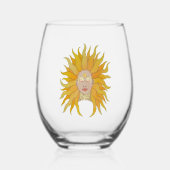 Gelbgoldsonne inspiriert weinglas ohne stiel (Vorderseite)