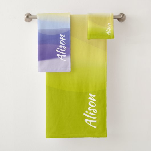 Gelbgradientenlavene abstrakter Name Badhandtuch Set (Insitu)