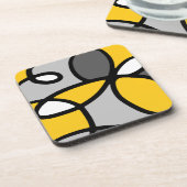 Gelbgrau Schwarz-weiß Abstrakt Getränkeuntersetzer (Linke Seite)