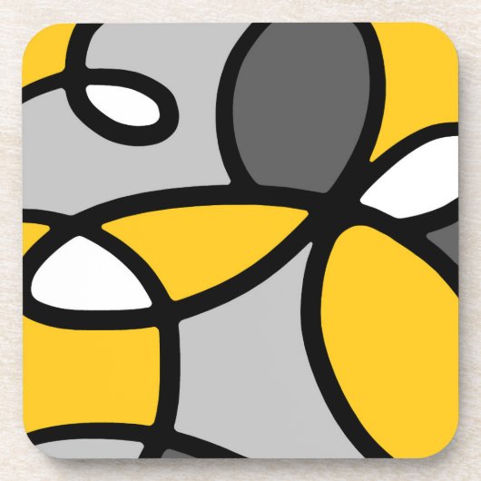 Gelbgrau Schwarz-weiß Abstrakt Getränkeuntersetzer (Vorderseite)