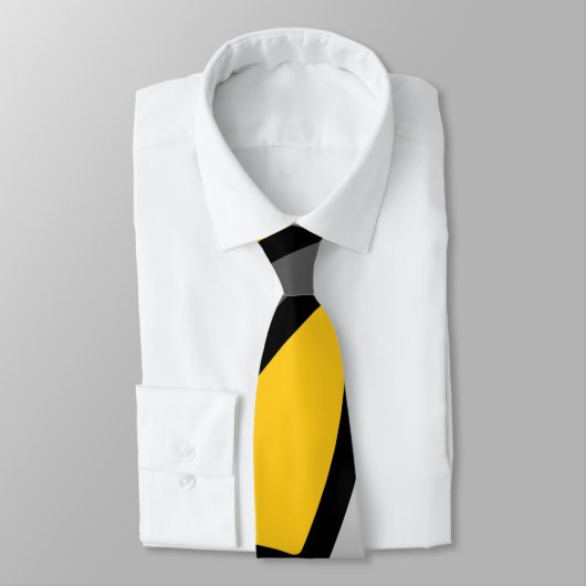 Gelbgrau Schwarz-weiß Abstrakt Krawatte (Gebunden)