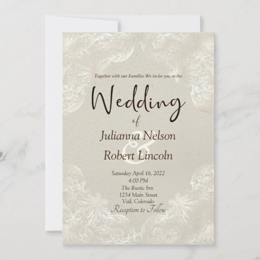 Gelbgrau, Vintag vergoldet, Einladung (Vorderseite)