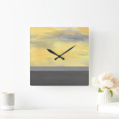 Gelbgraue Abstrakt Moderne Quadratische Wanduhr (Zuhause)