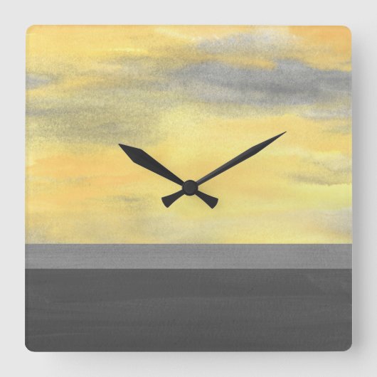 Gelbgraue Abstrakt Moderne Quadratische Wanduhr (Vorderseite)