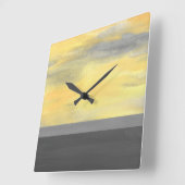 Gelbgraue Abstrakt Moderne Quadratische Wanduhr (Winkel)