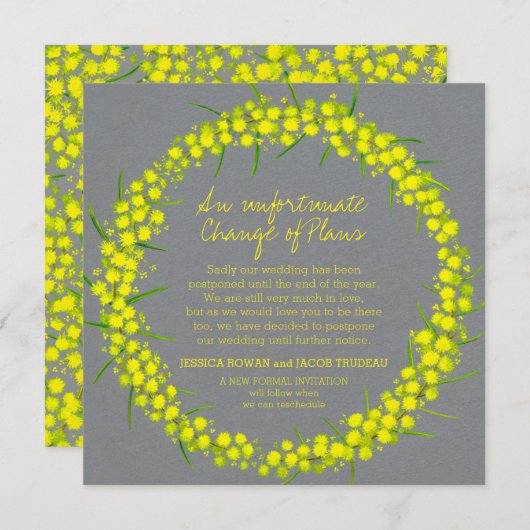 Gelbgraue Blume Einladung (Vorne/Hinten)