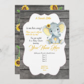 Gelbgraue Elefanteneinladung bearbeitbar Einladung (Vorne/Hinten)