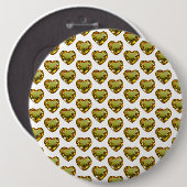 Gelbgraue Herzmuster-Ziegel Button (Vorne & Hinten)