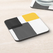 Gelbgraue Schwarz-weiß Moderne Minimalistisch Getränkeuntersetzer (Linke Seite)