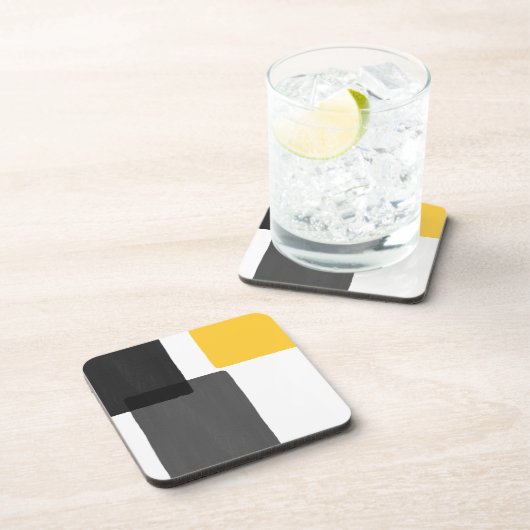 Gelbgraue Schwarz-weiß Moderne Minimalistisch Getränkeuntersetzer (Rechte Seite)