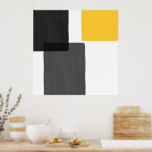 Gelbgraue Schwarz-weiß Moderne Minimalistisch Poster (Küche)