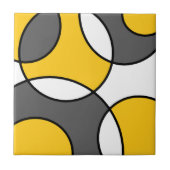 Gelbgraue Schwarz-weiße Abstrakte Kreise Fliese (Vorderseite)