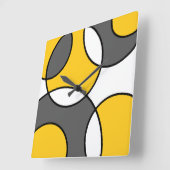 Gelbgraue Schwarz-weiße Abstrakte Kreise Quadratische Wanduhr (Winkel)