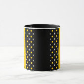 Gelbgraue schwarze und weiße Polka Dot Moderne Tasse (Zentrum)