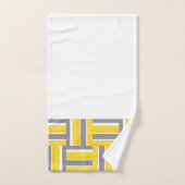 Gelbgraue, weiße Streifen Modernes Muster Badhandtuch Set (Handtuch)