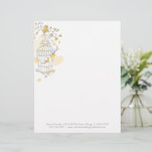 Gelbgraue, zwei Vögel, offener Vogelkäfig Briefbogen (Stehend Vorderseite)