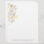 Gelbgraue, zwei Vögel, offener Vogelkäfig Briefbogen (Vorne/Hinten)