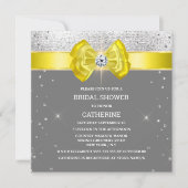 Gelbgrauer silberner Glitzer mit elegantem Funkeln Einladung (Vorderseite)