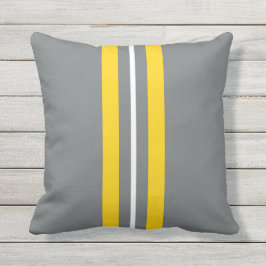 Gelbgrauer vertikaler Streifen Außenkissen Kissen