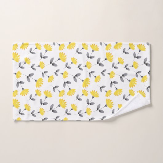 Gelbgraues Blume-Muster Badhandtuch Set (Handtuch)