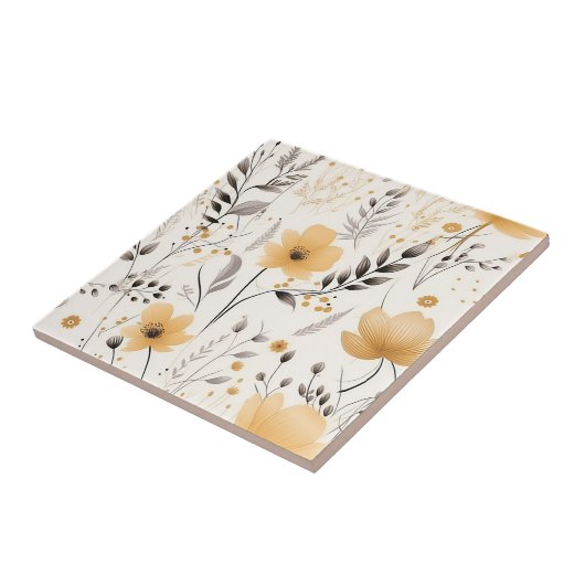 Gelbgraues Blumenmuster Fliese (Seite)