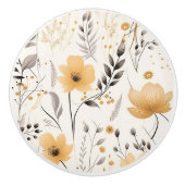 Gelbgraues Blumenmuster Keramikknauf (Vorderseite)
