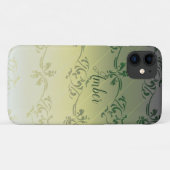 Gelbgraues Gradient Leaf Muster Personalisiert Case-Mate iPhone Hülle (Rückseite (Horizontal))