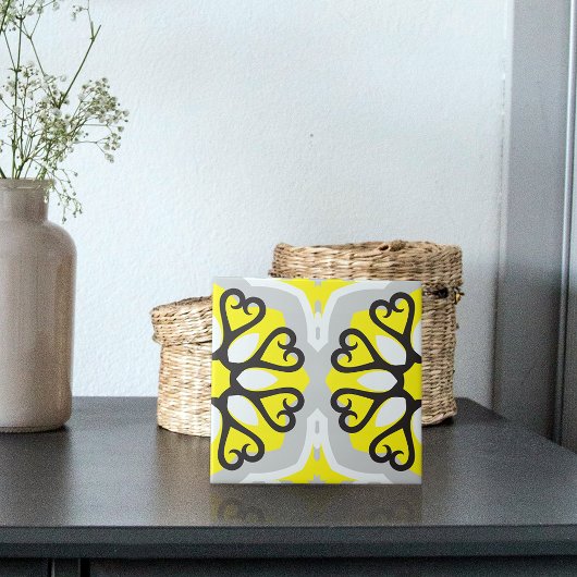 Gelbgraues weißes Mosaikmuster Fliese