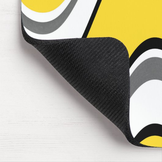 Gelbgrauschwarz und weiß Abstrakt Mousepad (Ecke)