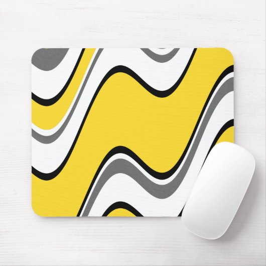 Gelbgrauschwarz und weiß Abstrakt Mousepad (Mit Mouse)
