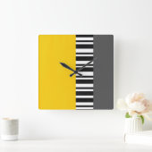 Gelbgrauschwarz und weiß gestrichen Moderne Quadratische Wanduhr (Zuhause)