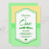Gelbgrün 1. Geburtstag Party Einladung (Vorne/Hinten)