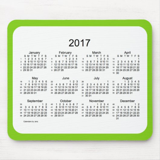Gelbgrün 2017 52 Wochen-Kalender durch Janz Mousepad (Vorne)