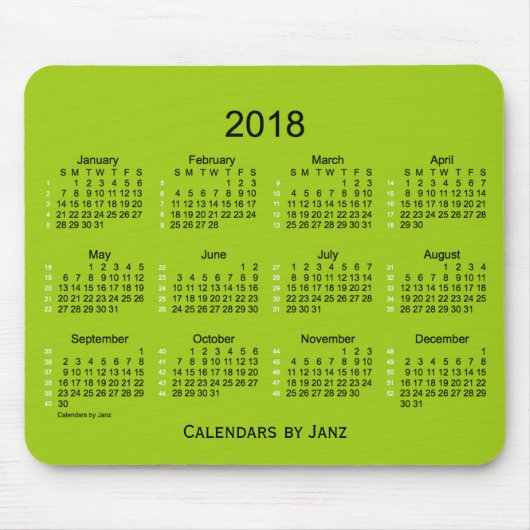Gelbgrün 2018 52 Wochen-Kalender durch Janz Mousepad (Vorne)
