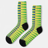 Gelbgrün-blaues Streifenmuster Socken (Linkes Detail)