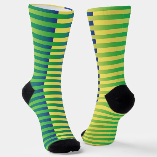 Gelbgrün-blaues Streifenmuster Socken (Gewinkelt)