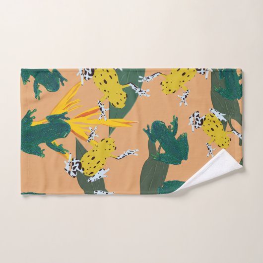 Gelbgrün-Frosch-Muster Badhandtuch Set (Handtuch)