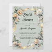 Gelbgrün-gelbe Blüten Gold Brautparty Einladung (Vorderseite)