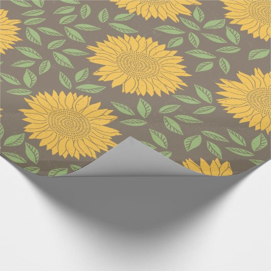 Gelbgrün-graues Blumenmuster Geschenkpapier (Ecke)