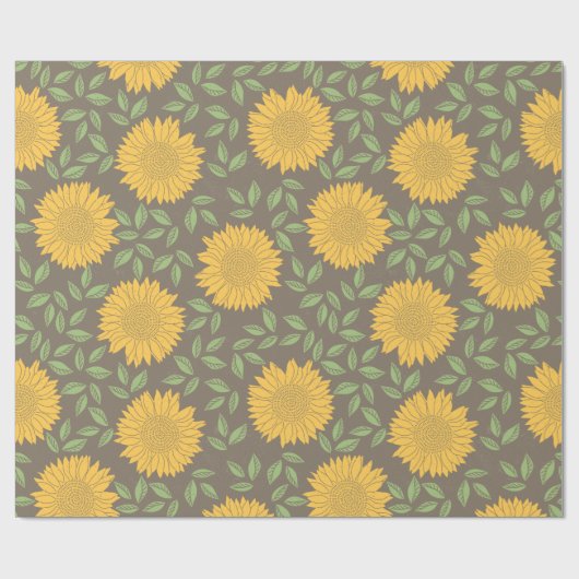 Gelbgrün-graues Blumenmuster Geschenkpapier (Flach)