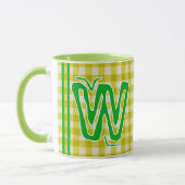 Gelbgrün Kariert (Monogramm, Name) Vintager Kaffee Tasse (Links)