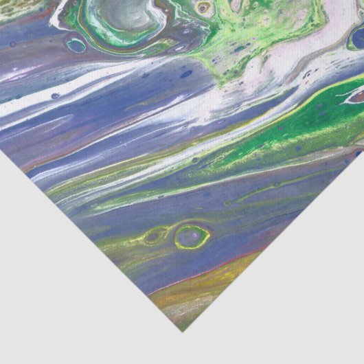 Gelbgrün Lila Abstraktes Dekouting Seidenpapier (Detail)