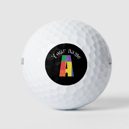 Gelbgrün, lila, Monogramm, Schwarz-weiß Golfball (Vorderseite)